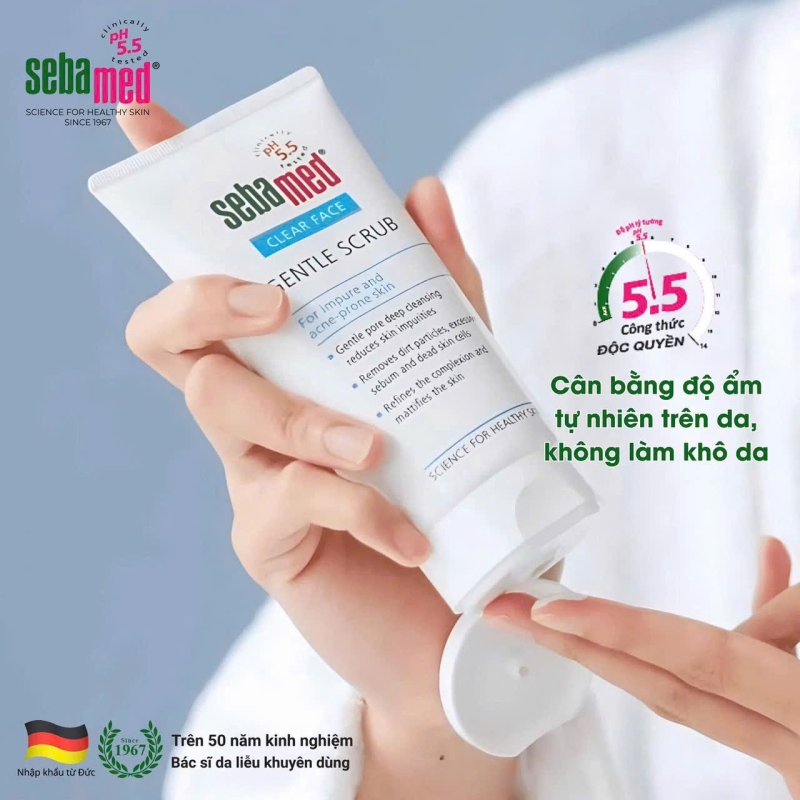 SỮA RỬA MẶT TẨY TẾ BÀO CHẾT SEBAMED CLEAR FACE GENTLE SCRUB (150ML)